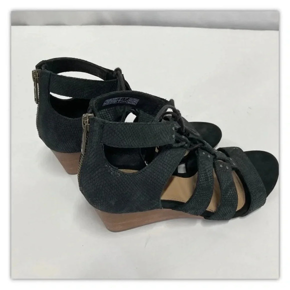 UGG Womens 1015067 Yasmin Snake Gladiator Wedge Sandal Black Leather Size 6 - Picture 5 of 8